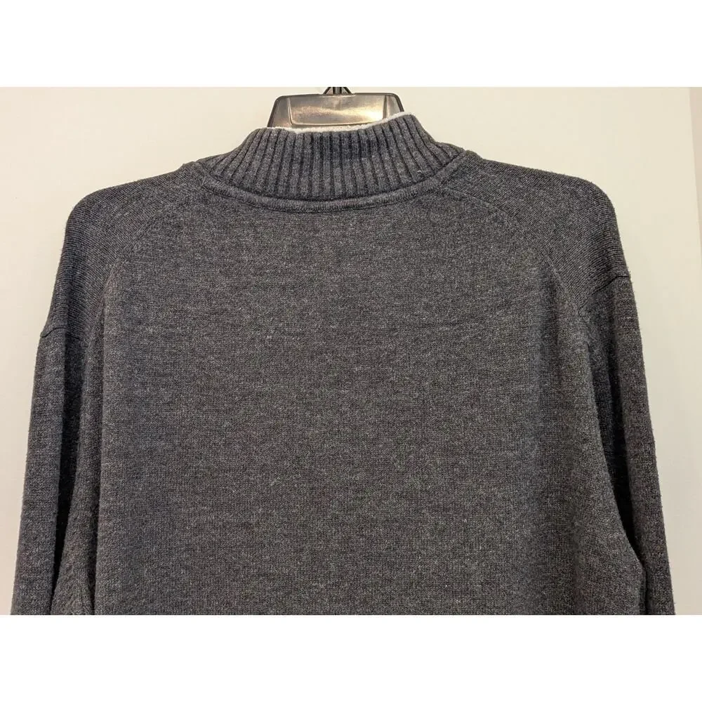 Joseph Abboud Sweater Men’s XL Grey 1/4 Zip Pullover Longsleeve Cotton Preppy
